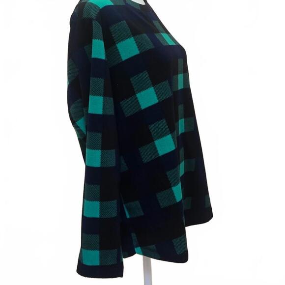 Karen Scott Cozy Plaid Long Sleeve Top - Navy & Teal, Large - Picture 3 of 7